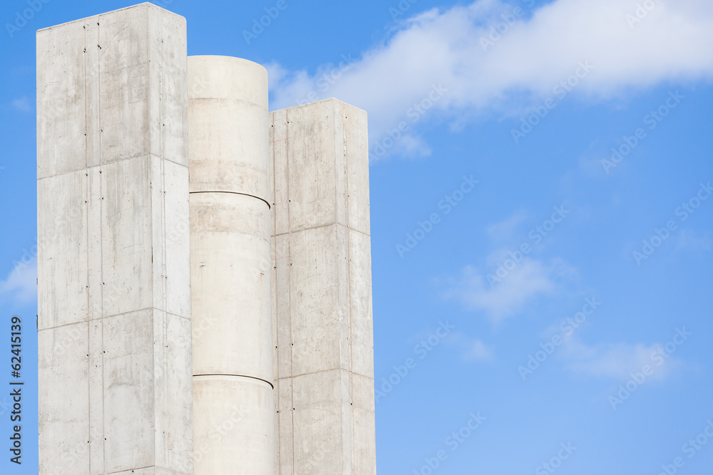 Construction Concrete Columns Highway Intersection Construction Concrete Columns Highway Intersection