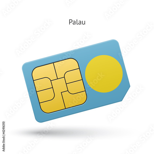 Palau mobile phone sim card with flag. photo