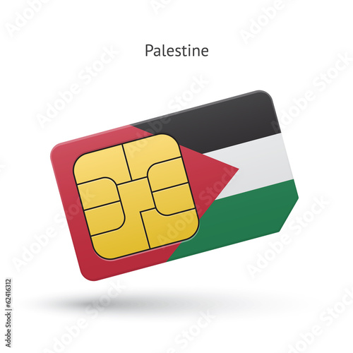 Palestine mobile phone sim card with flag.