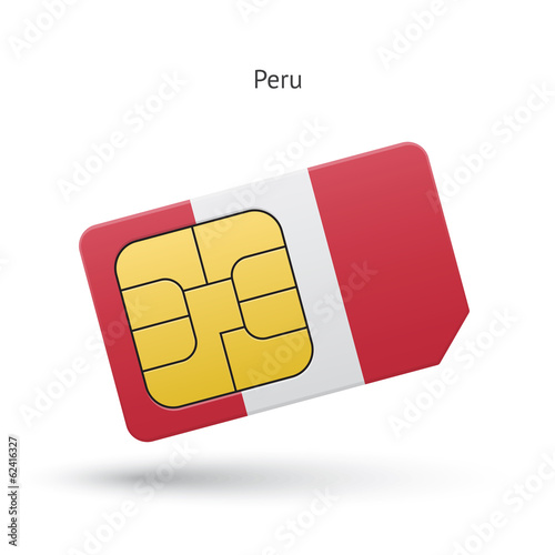 Peru mobile phone sim card with flag.