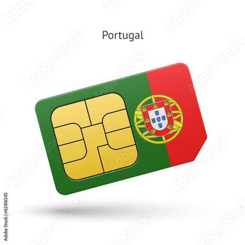 Portugal mobile phone sim card with flag.