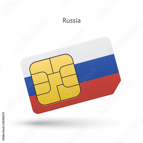 Russia mobile phone sim card with flag.