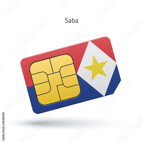 Saba mobile phone sim card with flag.