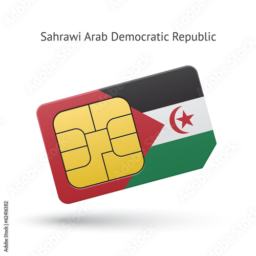 Sahrawi Arab Democratic Republic phone sim card with flag.
