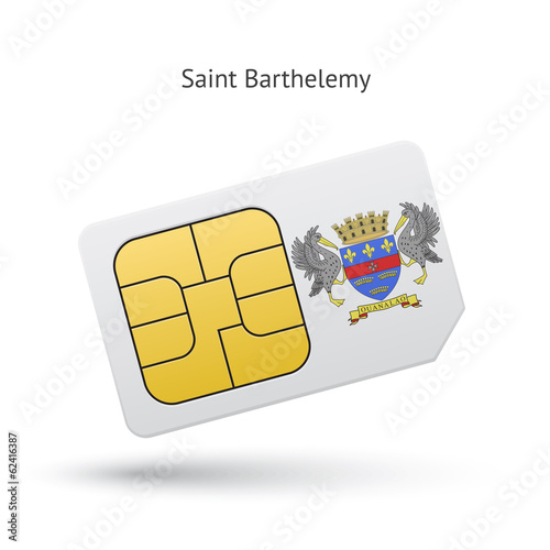 Saint Barthelemy mobile phone sim card with flag.