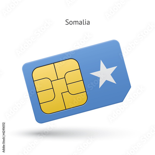 Somalia mobile phone sim card with flag. photo