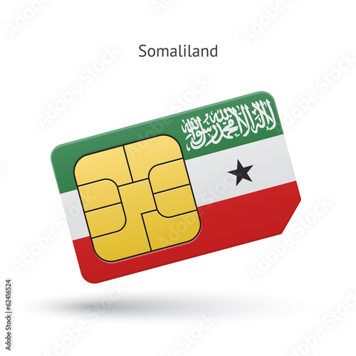 Somaliland mobile phone sim card with flag.