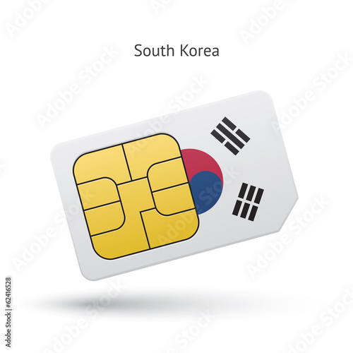 South Korea mobile phone sim card with flag.
