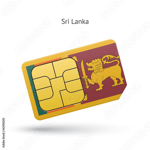 Sri Lanka mobile phone sim card with flag.