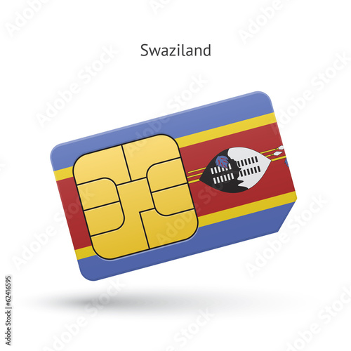 Swaziland mobile phone sim card with flag.