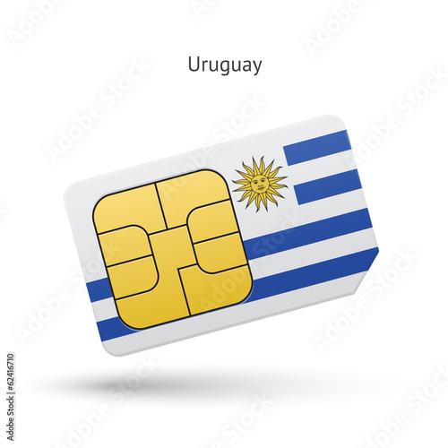 Uruguay mobile phone sim card with flag.