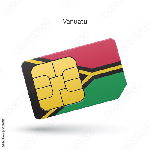 Vanuatu mobile phone sim card with flag.