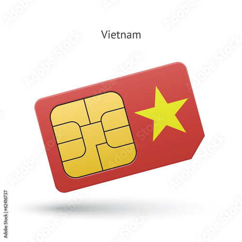 Vietnam mobile phone sim card with flag.