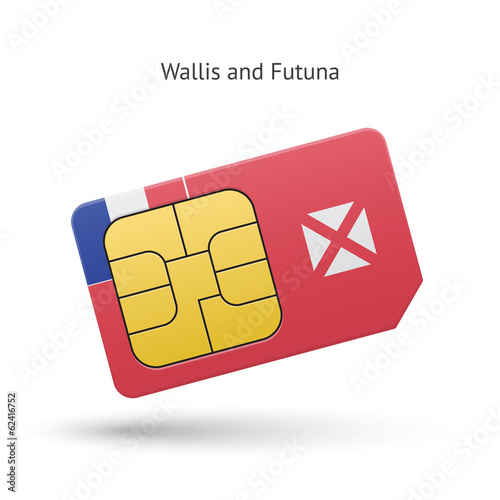 Wallis and Futuna mobile phone sim card with flag.