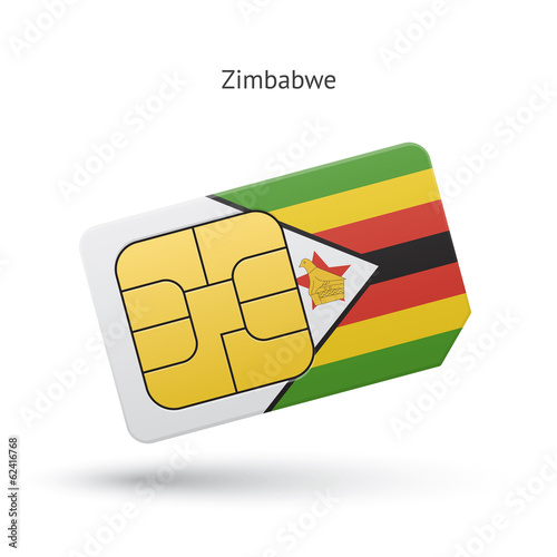 Zimbabwe mobile phone sim card with flag.