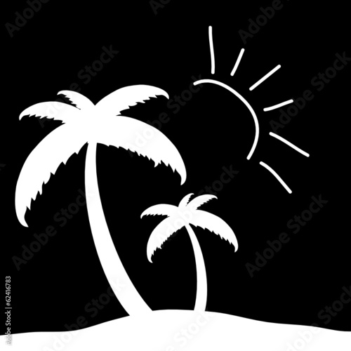 palm tree in white with sun illustration