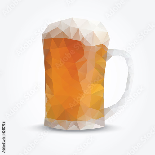 Modern polygon illustration of glass of beer, isolated vector
