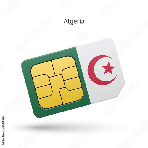 Algeria mobile phone sim card with flag.