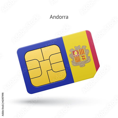 Andorra mobile phone sim card with flag.