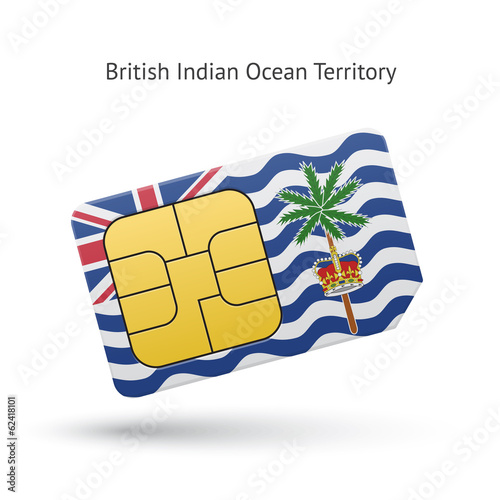 British Indian Ocean Territory mobile phone sim card with flag.