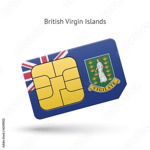 British Virgin Islands phone sim card with flag.