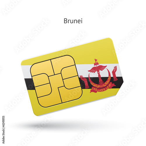 Brunei mobile phone sim card with flag.