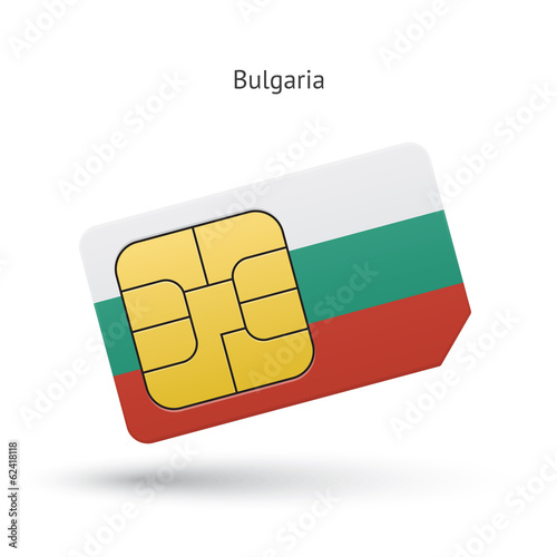 Bulgaria mobile phone sim card with flag.