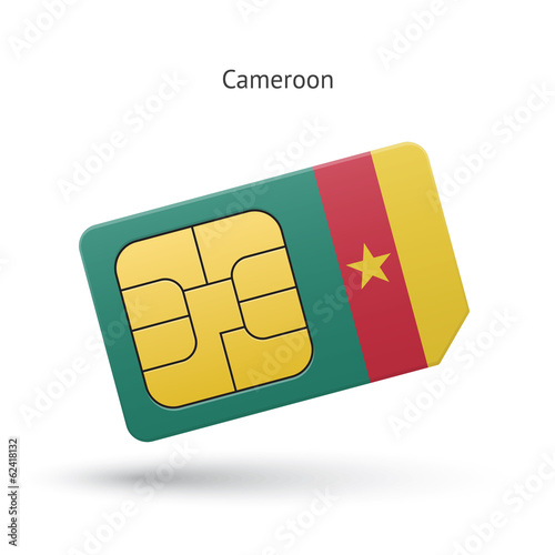 Cameroon mobile phone sim card with flag.