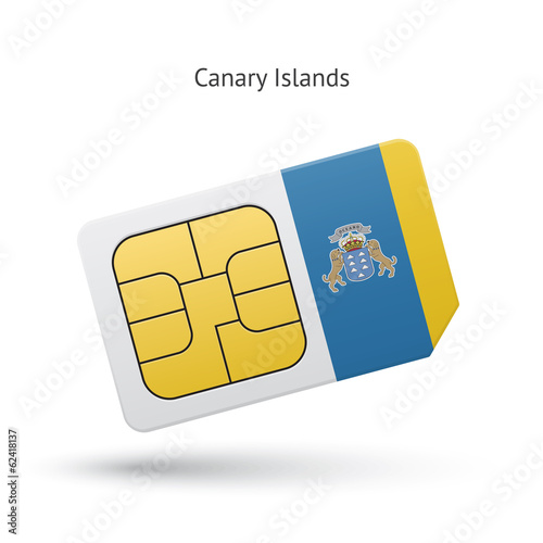 Canary Islands mobile phone sim card with flag.