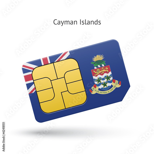 Cayman Islands mobile phone sim card with flag.