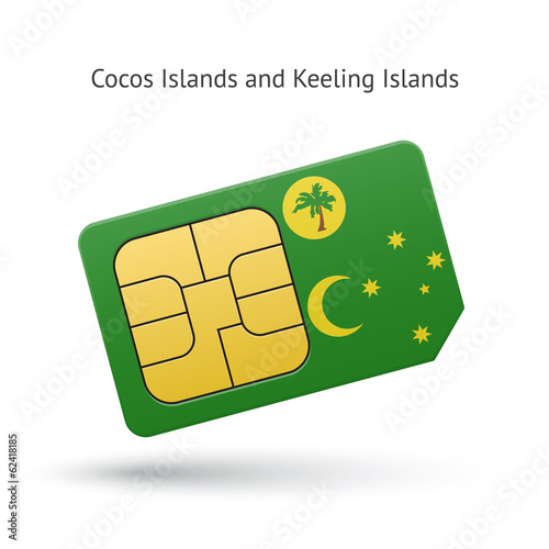 Cocos and Keeling Islands mobile phone sim card with flag.
