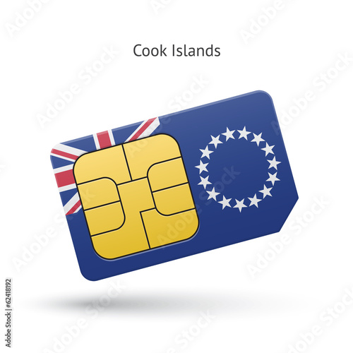 Cook Islands mobile phone sim card with flag.