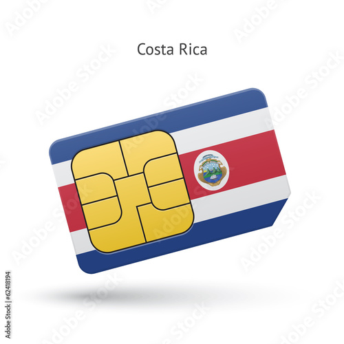 Costa Rica mobile phone sim card with flag.