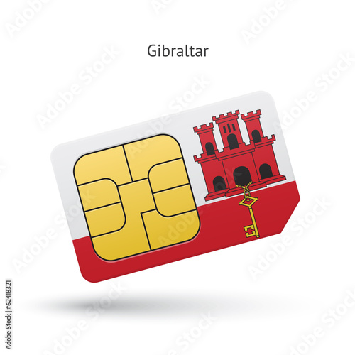 Gibraltar mobile phone sim card with flag.