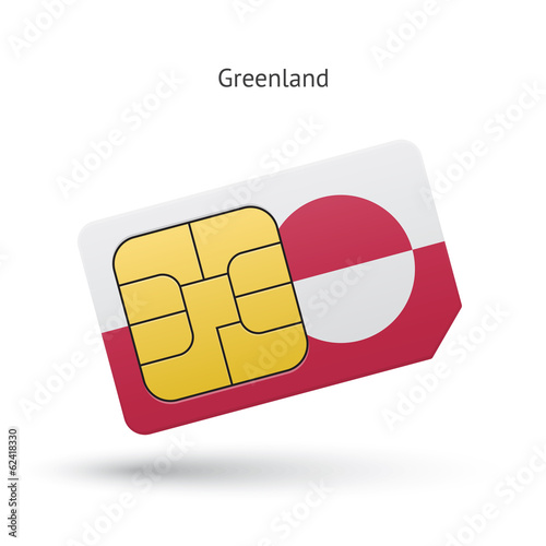 Greenland mobile phone sim card with flag.