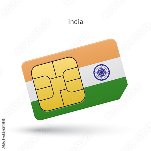 India mobile phone sim card with flag.