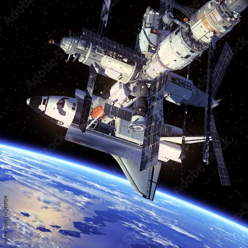 Space Shuttle And Space Station