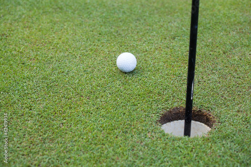 A closeup of a golf ball
