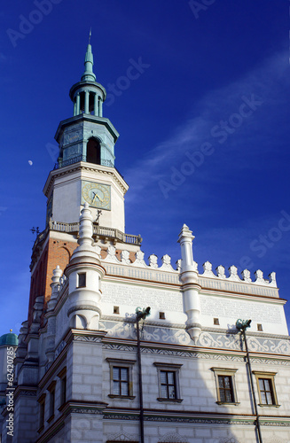 Renaissance town hall with tower in Poznan, Poland .
