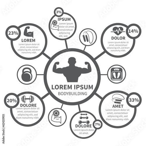 Fitness bodybuilding sport infographics