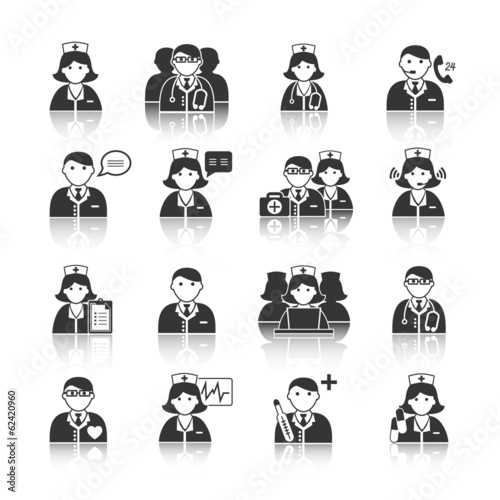 Medicine Doctors and Nurses Icons Set