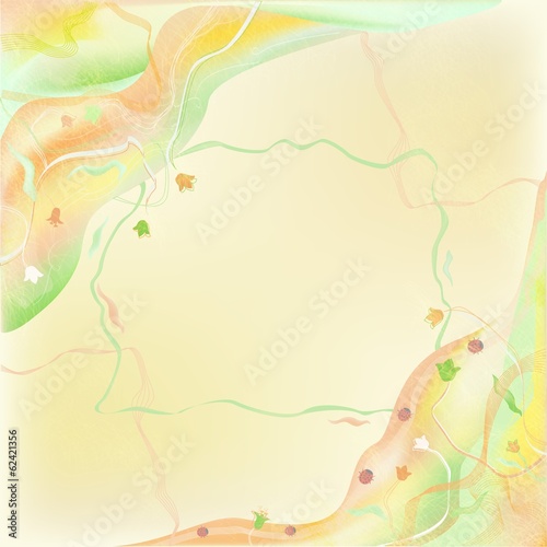 Spring background with tulips and ladybugs