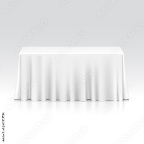 Vector Empty Rectangular Table with Tablecloth