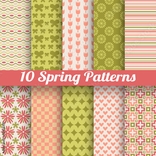 Different spring vector patterns. Romantic chic texture