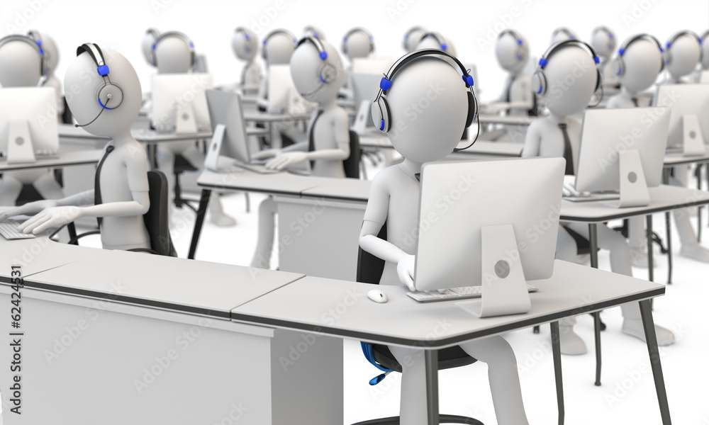 3d man working in a call center 3d man working in a call center