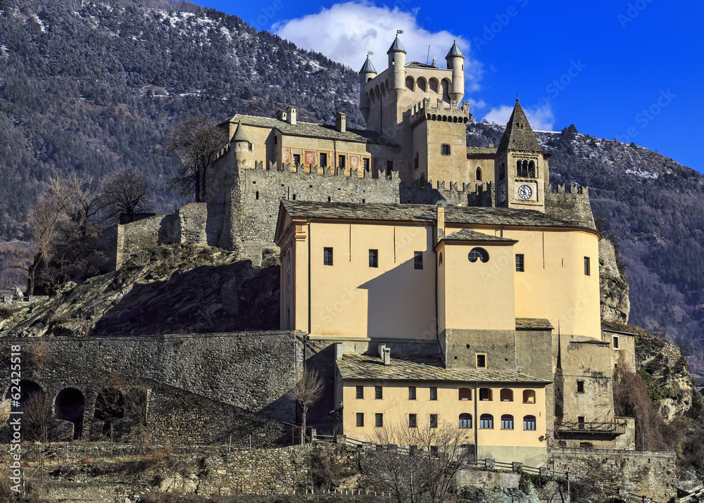 View of Sarriod de la Tour Castle, Aosta Valley