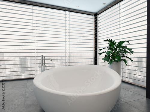Modern contemporary white bathtub