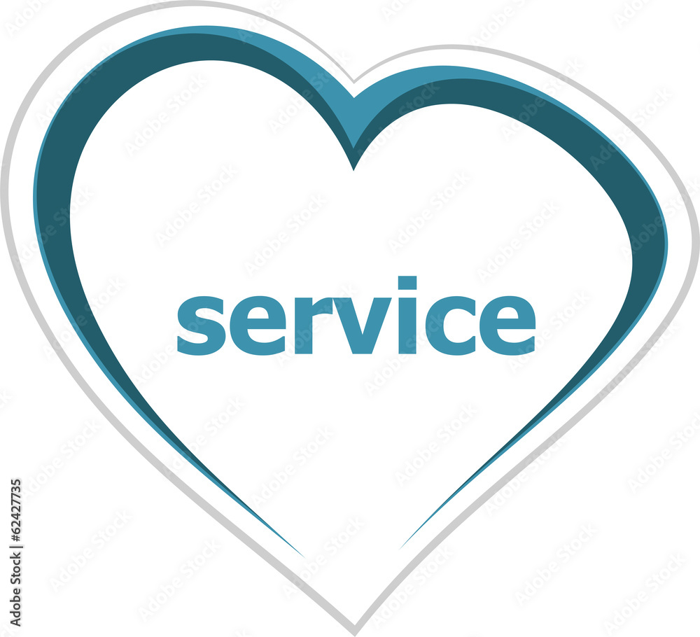 marketing concept, service word on love heart marketing concept, service word on love heart