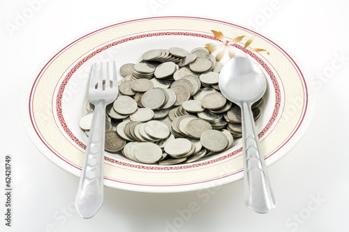 Money on dish