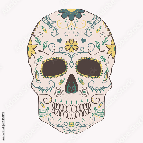 Vector illustration of Day of the Dead skull with ornament